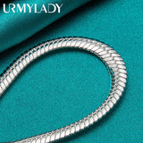 925 Silver 10mm Side Snake Chain Bracelet Wedding Engagement Jewelry