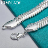 925 Silver 10mm Side Snake Chain Bracelet Wedding Engagement Jewelry
