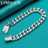 925 Silver 10mm Sideways Chain Buckle Bracelet Wedding Party