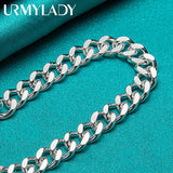 925 Silver 10mm Sideways Chain Buckle Bracelet Wedding Party
