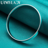 925 Silver 10mm Flat Round Bangles Bracelet For Women Wedding