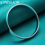 925 Silver 10mm Flat Round Bangles Bracelet For Women Wedding