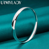 925 Silver 10mm Flat Round Bangles Bracelet For Women Wedding