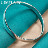 925 Silver 10mm Flat Round Bangles Bracelet For Women Wedding