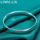 925 Silver 10mm Flat Round Bangles Bracelet For Women Wedding