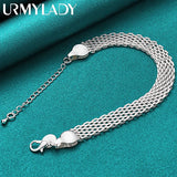 925 Silver 10mm Weave Chain Tassels Bracelet Wedding Party Jewelry