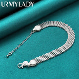 925 Silver 10mm Weave Chain Tassels Bracelet Wedding Party Jewelry