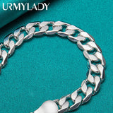 925 Sterling Silver 12MM Side Chain Bracelet For Men