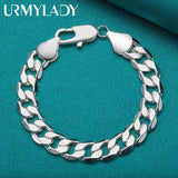 925 Sterling Silver 12MM Side Chain Bracelet For Men