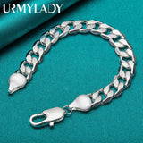 925 Sterling Silver 12MM Side Chain Bracelet For Men