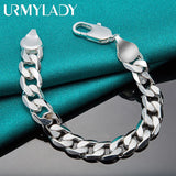 925 Sterling Silver 12MM Side Chain Bracelet For Men