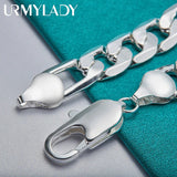 925 Sterling Silver 12mm Side Chain Bracelet Wedding Jewelry