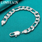 925 Sterling Silver 12mm Side Chain Bracelet Wedding Jewelry