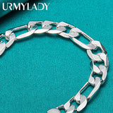 925 Sterling Silver 12mm Side Chain Bracelet Wedding Jewelry