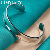 925 Sterling Silver 12mm Smooth Flat Round Bangles Bracelet