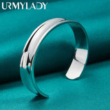 925 Sterling Silver 12mm Smooth Flat Round Bangles Bracelet