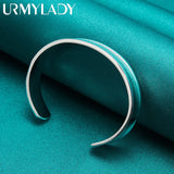 925 Sterling Silver 12mm Smooth Flat Round Bangles Bracelet