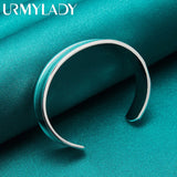 925 Sterling Silver 12mm Smooth Flat Round Bangles Bracelet