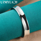 925 Sterling Silver 12mm Smooth Flat Round Bangles Bracelet