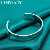 925 Sterling Silver 12mm Smooth Flat Round Bangles Bracelet