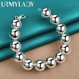 925 Silver 14mm Beaded Chain Bracelet Wedding Charm Jewelry