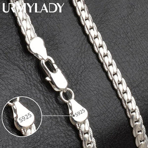 925 Silver 6MM Chain Necklace Bracelet Set Wedding Gift