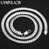 925 Silver 6MM Chain Necklace Bracelet Set Wedding Gift