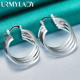 925 Silver 25mm Multi Rings Earrings Ear Loops Women Wedding Party Jewelry