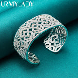 925 Silver Heart Zircon Bangles Bracelet Wedding Charm Jewelry