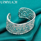 925 Silver Heart Zircon Bangles Bracelet Wedding Charm Jewelry