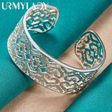 925 Silver Heart Zircon Bangles Bracelet Wedding Charm Jewelry