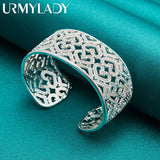 925 Silver Heart Zircon Bangles Bracelet Wedding Charm Jewelry