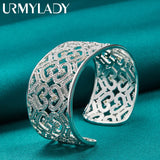 925 Silver Heart Zircon Bangles Bracelet Wedding Charm Jewelry