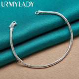 925 Silver 3mm Snake Chain Bracelet for Wedding Party