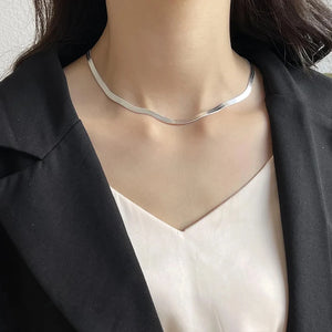 925 Silver Blade Chain Bracelet & Necklace Set for Party Wedding