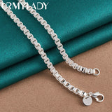 925 Silver 4mm Box Chain 18" Necklace Wedding Party Jewelry