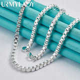 925 Silver 4mm Box Chain 18" Necklace Wedding Party Jewelry