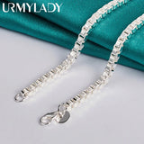 925 Silver 4mm Box Chain 18" Necklace Wedding Party Jewelry