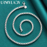 925 Silver 4mm Box Chain 18" Necklace Wedding Party Jewelry