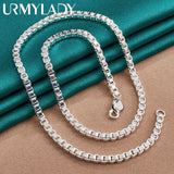 925 Silver 4mm Box Chain 18" Necklace Wedding Party Jewelry