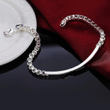 925 Sterling Silver 4mm Box Chain Bracelet Wedding Party Jewelry