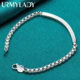 925 Silver 4mm Box Chain Bracelet Wedding Party Jewelry