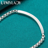 925 Silver 4mm Box Chain Bracelet Wedding Party Jewelry