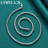 925 Silver 4mm Chain 18 Inch Necklace Wedding Party Gift Jewelry