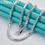 925 Silver 4mm Chain 18 Inch Necklace Wedding Party Gift Jewelry