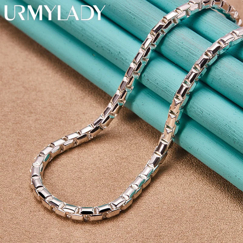 925 Silver 4mm Chain 18 Inch Necklace Wedding Party Gift Jewelry