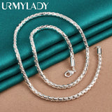 925 Silver 4mm Chain 18 Inch Necklace Wedding Party Gift Jewelry