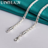 925 Silver 4mm Chain 18 Inch Necklace Wedding Party Gift Jewelry