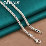 925 Silver 4mm Chain 18 Inch Necklace Wedding Party Gift Jewelry