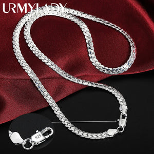 925 Silver Fine Sideways Necklace 50-60cm Chain for Wedding